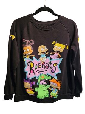 Nickelodeon Black Crewneck Sweatshirt with Rugrats, Sz Large
